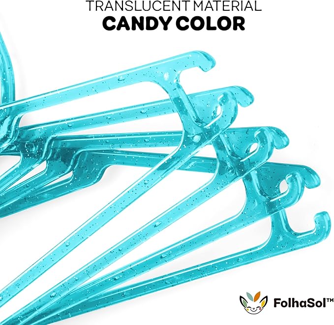Kids Plastic Hangers (20 Pack, Blue), 11.4 Inch Colored Translucent Hangers for Baby/Toddler Clothing (Girls and Boys Aged 2 to 6)
