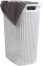 Mind Reader Slim Laundry Hamper with Lid, 60L Tall Clothes Basket, Narrow Tapered Design for Bathrooms, Closets and Laundry Rooms, Plastic, White