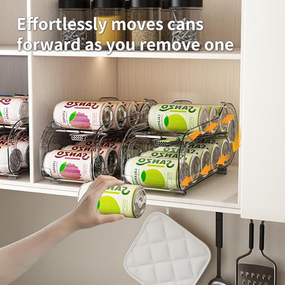 Drink Organizer for Fridge, Soda Can Organizer Dispenser for Refrigerator with Automatic Rolling,Organize Standard Size 11.15oz or 12oz Cans Drink,Save Space for Fridge、Kitchen、countertop