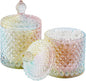 rejomiik Qtip Holder Glass Apothecary Jars with Lid Bathroom Accessories Vanity Organizers and Makeup Storage for Cotton Swabs, Makeup Sponges, Bath Salts, Canister Dispenser, 2 Pack Rainbow