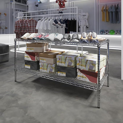 24" Deep x 54" Wide x 27" Height Wire Shelving Kit | 2-Tier | NSF Commercial Storage Rack Unit