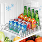 Upgraded Drink Organizer for Fridge, Space-Saving Fridge Drink Organizer, Automatic Pusher Glide and Adjustable Width Drink Dispenser for Fridge - Holds Up to 20 Cans (5 Rows White)
