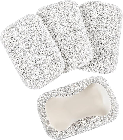 4 Pack Soap Holder Pad，Soap Holder for Kitchen & Bathroom，White Non-Slip Soap Lifting Pads for Soap Dish