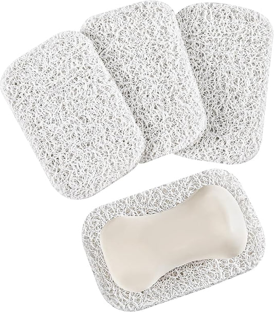 4 Pack Soap Holder Pad，Soap Holder for Kitchen & Bathroom，White Non-Slip Soap Lifting Pads for Soap Dish