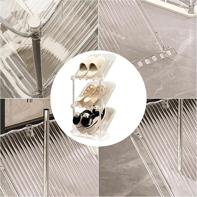 YYW Narrow Shoe Rack Vertical Shoes Rack for Entryway Corner Shoe Storage Organizer for Small Spaces Transparently Tall Slim Shoe Shelf for Front Door Entrance Living Room Grey 3 Layers