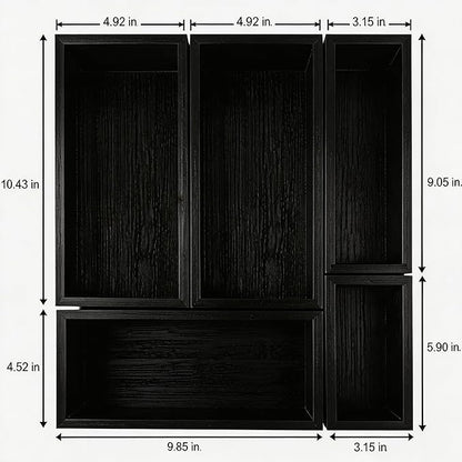 bamboo drawer organizer Set,expandable drawer dividers,wooden storage organizers,drawer organizers for kitchen, bathroom,flatware,Tea Bag Organizer (1 X 5PCS Black)