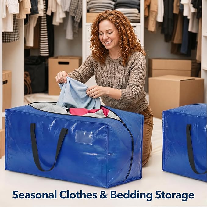 Moving Bags Heavy Duty,Extra Large Moving Bags for Travel/College Packing/Storage/Organization/Seasonal Clothes & Bedding Storage,Moving Supplies Bins,Compatible with Ikea Frakta Cart (Blue,6Pcs)