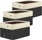 BALEINE 3 Pack Fabric Closet Storage Bins for Shelves, Linen Closet Organizers and Storage, Decorative Baskets for Organizing, Shelf, Clothes, Home, Office (Black, 12"x8"x8")
