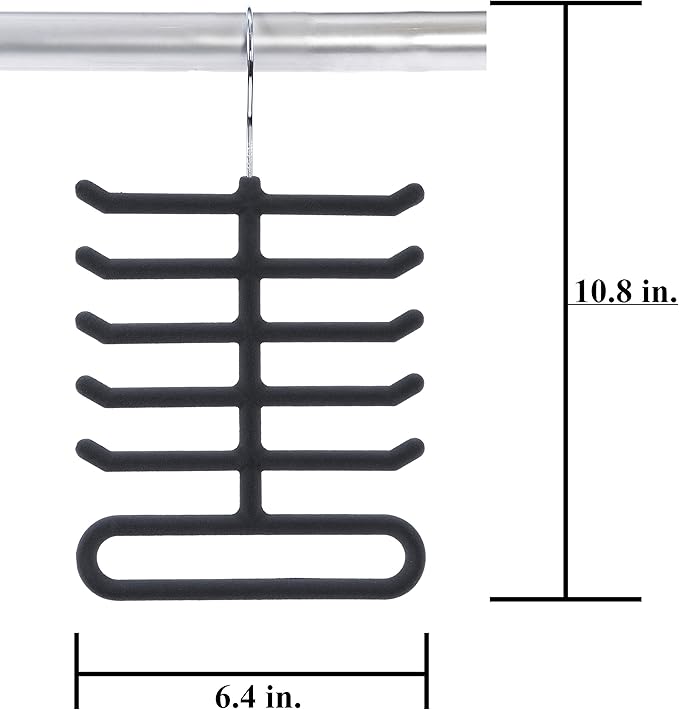 2-Pack Non-Slip Velvet Tie Hanger Organizer Rack | Large Ringed Bottom | Charcoal Grey Brand