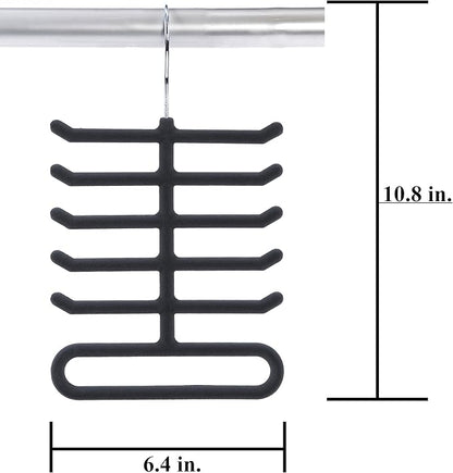 2-Pack Non-Slip Velvet Tie Hanger Organizer Rack | Large Ringed Bottom | Charcoal Grey Brand