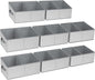 DIMJ Storage Baskets for Shelves 8 Packs - Large Trapezoid Closet Organizer Bins with Handles and Divider, Foldable Clothes Containers Box for Shelf, Towel, Book, Toy, Purse, Grey