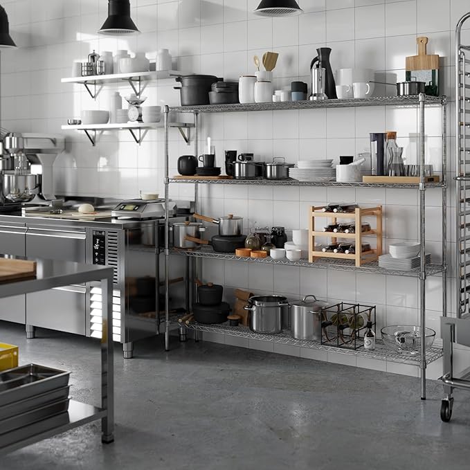 14" Deep x 72" Wide x 64" Height Wire Shelving Kit | 4-Tier | NSF Commercial Storage Rack Unit