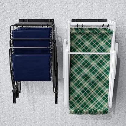 YYR Folding Chair Storage Rack, Garden Tool & Foldable Chairs Organizer Hangers for Garage Organization, Lawn, Beach, Camping, Yard Chairs Hooks Wall Mount, Soild Metal Max Load 240 LBS - 2 Pack