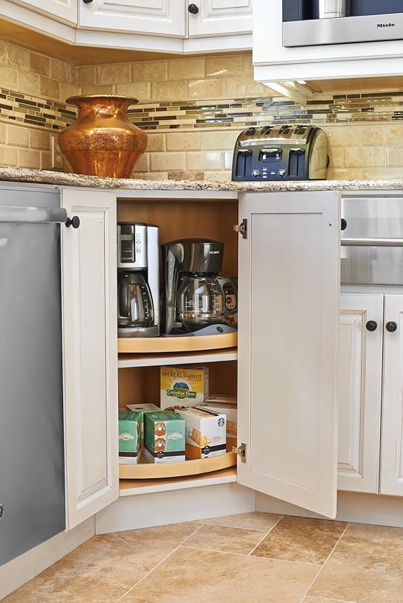 Rev-A-Shelf - 4WLS001-28-B52 - 28 in. Wood Full Circle Lazy Susan Single Shelf with Swivel Bearing