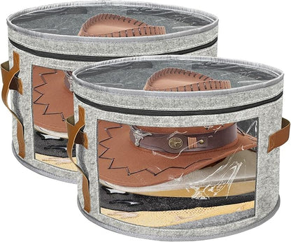 STARGAZ Oversized Clear Hat Storage Bag, Hat boxes for women storage, Cowboy hat storage, Hat accessories, hat organizer for closet, hat travel case with Handle, Holds Up to 10 Hats(Light Gray 2 Pack)
