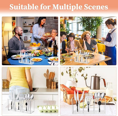 Acrylic Cutlery Storage Organizer Bin Clear Acrylic Silverware Caddy Utensil Holder 3 Compartment Cutlery Caddy Plastic Tableware Silverware Holder for Countertop Kitchen Party Buffet Picnic