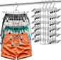 Closet-Organizers-and-Storage,6 Tier Pants-Hangers-Space-Saving,Skirt-Hangers with Clips for Closets Organizer,College-Dorm-Room-Essentials,4 Pack Closet Storage Clothes Shorts Hanger (4 Pack-Silver)