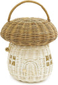KOLWOVEN Mushroom Rattan Storage Basket with Lid - Mouse in a Box House- Small Doll house- Decorative Hand Woven Shelf Organizer Cute Handmade Handcrafted Gift Decoration Artwork Wicker (Natural)