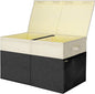 BALEINE Fabric Storage Bins with Lid, Collapsible Extra Large Storage Boxes Bins Baskets with Divider for Home Organizing (25"x13"x16", Black&Beige)