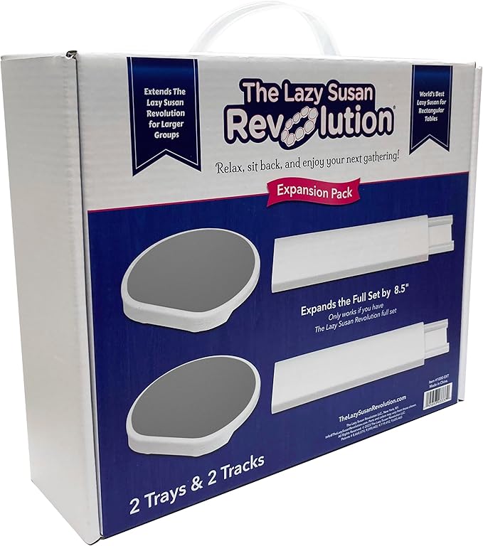 Light Gray - Expansion Pack - 2 Straight Tracks and 2 Trays. Does not Work Without the Lazy Susan Revolution Full Set (Sold Separately).