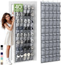 Over the Door Shoe Organizer with 40 Large Breathable Mesh Pockets, Space Saving Shoe Holder, Hanging Shoe Rack for Entryway Bedroom Closet Storage (Grey, 40 Pockets)