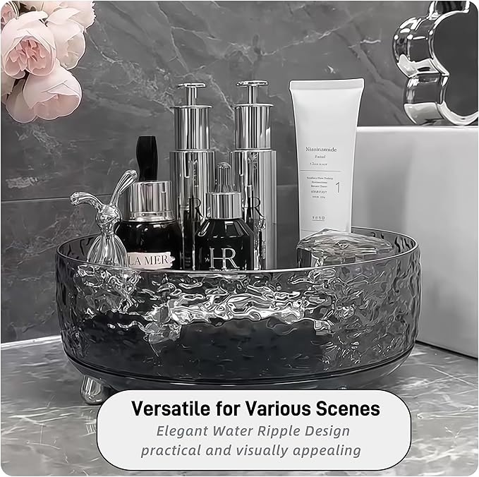 2Pcs Premium Lazy Susan Organizer,9&11in Turntable Organizer for Bathroom, Kitchen, Vanity, Countertop, Table Top, Cabinet, and Frige, Perfume, Skin Care, Makeup, Spice Organizer, 360° Rotating