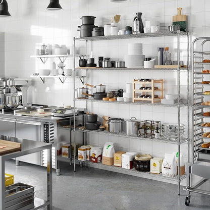 14" Deep x 72" Wide x 86" Height Wire Shelving Kit | 5-Tier | NSF Commercial Storage Rack Unit