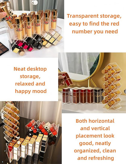 1 Pack Stackable Lipstick Holder, Acrylic Lipstick Tower Gloss Storage Stand, Perfect Lipgloss Organizers for Makeup Vanity Display