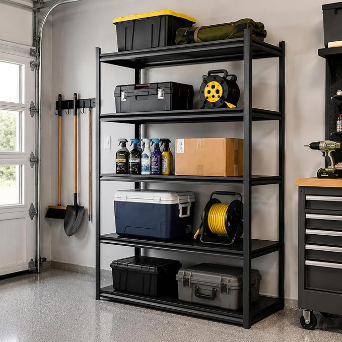 Hzdbhd Garage Shelving Unit 24" D x 48" W x 72" H Heavy Duty Storage Shelves Easy Assembly 5 Tier Adjustable Metal Shelving Utility Shelf Rack Garage Storage Organizer for Basement, Warehouse