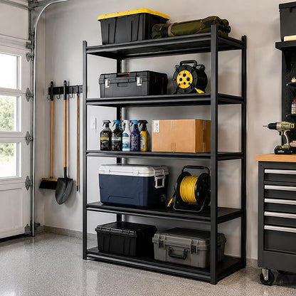 Hzdbhd Garage Shelving Unit 24" D x 48" W x 72" H Heavy Duty Storage Shelves Easy Assembly 5 Tier Adjustable Metal Shelving Utility Shelf Rack Garage Storage Organizer for Basement, Warehouse