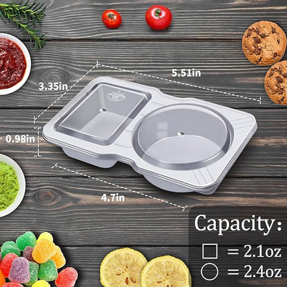 Qewro 30 Sets Double Compartment Condiment Container With Lids, Reusable Snack Container for Sauces and Snacks, Disposable Snack Containers, Ideal for On-the-Go Meals and Parties (30Pack)