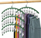 Legging Organizer for Closet, Metal Yoga Pants Hangers 4 Pack w/10 Clips Holds 40 Leggings, Space Saving Hanging Closet Organizer w/Rubber Coated Closet Organizers and Storage, Green