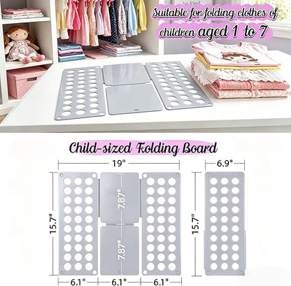 Toddler Shirt Folding Board (Ages 1–7) – Build Independence & Fine Motor Skills, Mini Kids Clothes Folding Board & Shirt Folder, Portable Laundry Organizer for Small Sizes (Grey)