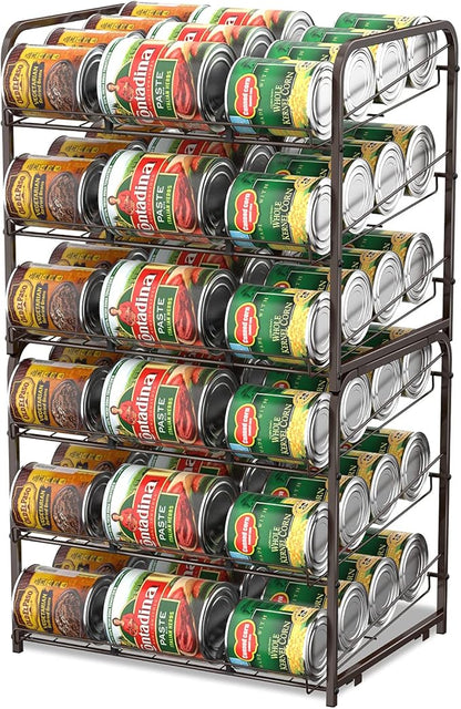 BTY Can Organizer for Pantry Stackable 2 Pack, Can Storage Organizer Rack Stacking Can Dispensers Small Space Holds up to 36 Cans for Pantry, Kitchen, Cabinet- Brown