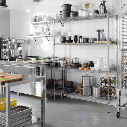 Wire Shelving Kit | NSF Commercial Storage Rack Unit (4-Tier | 74" Height, 18" Deep x 54" Wide)