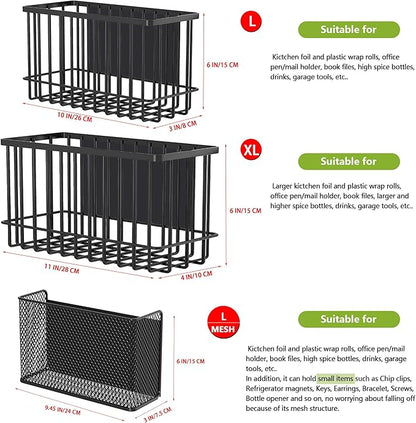 Buyyyit Magnetic Basket Fridge Lint Bin Dryer Ball Holder Laundry Room Organization Home Storage for Class Office School (Mesh，(1-Pack) Black/L)