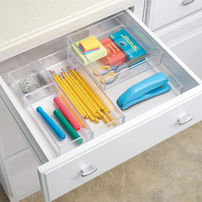 iDesign Clear Drawer Organizer, Plastic Tray for Makeup Storage on Bathroom Vanity, Dresser or Desk