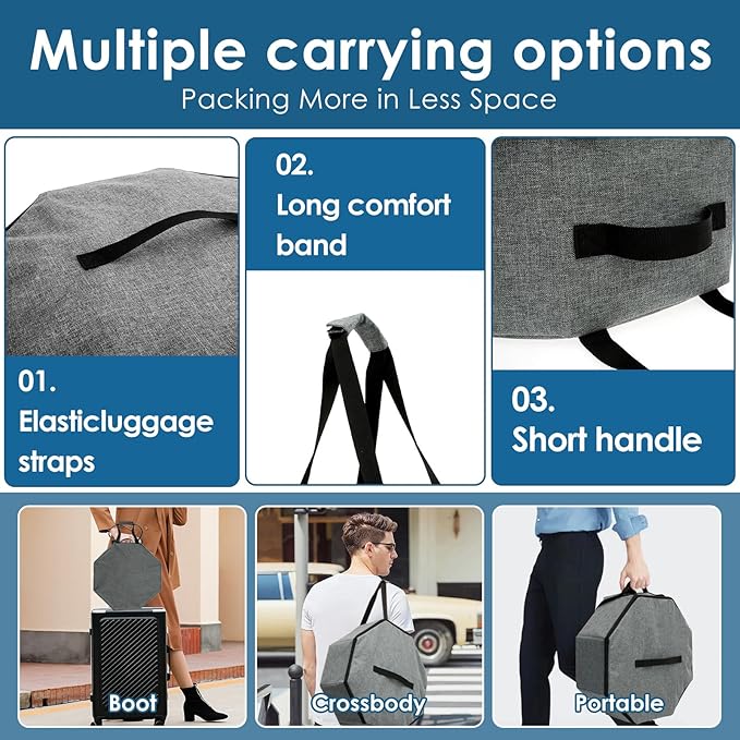 Hat Box, Large Capacity Hat Storage Box with Zipper Lid and Handles, Portable Hat Travel Case, Oxford Cloth Foldable Hat Organizer for Cowboy Hats, Baseball Hats, Fishermen Hats