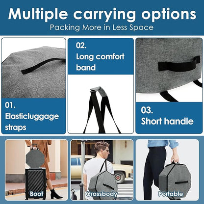 Hat Box, Large Capacity Hat Storage Box with Zipper Lid and Handles, Portable Hat Travel Case, Oxford Cloth Foldable Hat Organizer for Cowboy Hats, Baseball Hats, Fishermen Hats