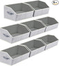 Homsorout Trapezoid Bins for Organization - 8 Pack Storage Cubes, Decorative Fabric Organizer Bins, Large Baskets for Storage, Linen Storage Organizer for Clothes, Books, Home, Light Gray