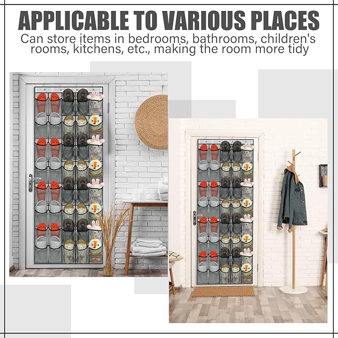 Windyun 40 Over The Door Shoe Organizer, Large Mesh Pocket Hanging Shoe Rack Hanger Large Capacity Gray Behind The Door Storage Holder for Dorm College Closet Entryway Bedroom Utility Room Women Men