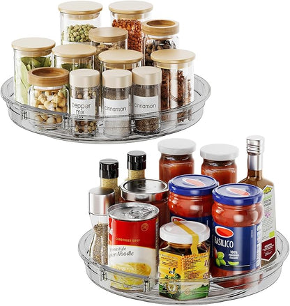 LAMU 2 Pack Lazy Susan Organizer 9.25 inch Lazy Susan Turntable for Cabinet, Rotating Spice Organization for Cabinet, Kitchen, Table Top, Countertop, Pantry Fridge Organizers and Storage, Gray