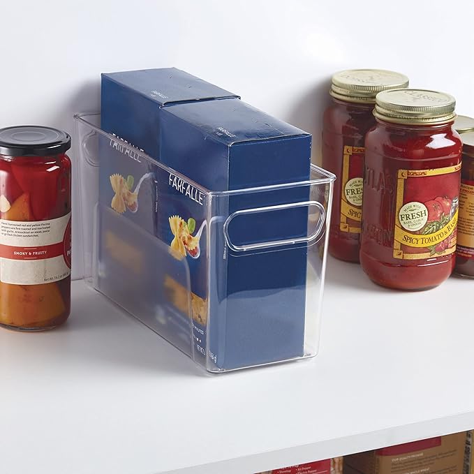 Copco Narrow Clear Bin, 10.5 x 4.5 x 6-Inch, for Kitchen, Fridge, Pantry, Laundry, and More