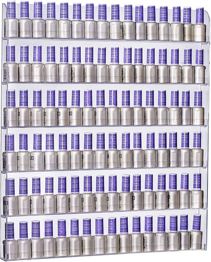 AMT Acrylic Nail Polish Racks for the Wall, Clear Nail Polish Display, Essential Oils Organizer. Holds up to 96 Bottles. Plus a Microfiber Cloth for Cleaning Purposes