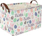 Rectangular Easter baskets , Kids Easter Basket Organizer.Cute Storage Basket with Handles.Boys and Girls,Easter Bunny Eggs Decor,Books,Easter Gifts . (Easter bunny eggs)