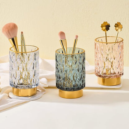 Makeup Brush Holder Organizer,Toothbrush Holders,Desk Pen Pencil Holder,Multifunctional Vintage Glass Brush Cup（A39-7-US）