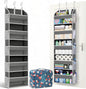 Over the Door Organizer with Toiletry Bag - 5 Self Hanging Organizer with 5 Large Pockets - Heavy Duty Behind the Door Storage for Bedroom, Bathroom, Pantry, Nursery (Grey)