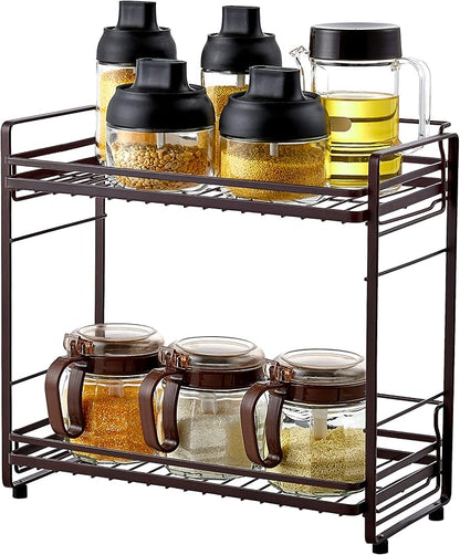 zccz 2-Tier Bathroom Organizer, Ideal as a Kitchen or Bathroom Countertop Organizer - Black Finish Makeup Organizer for Vanity - Black Finish Kitchen and Bathroom Storage Organizer
