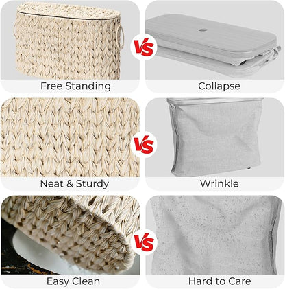 GRANNY SAYS Toilet Paper Storage Basket with Lid, Freestanding Toilet Paper Holder, Bathroom Organizers and Storage, Wicker Basket for Bathroom Storage, Butter Milk