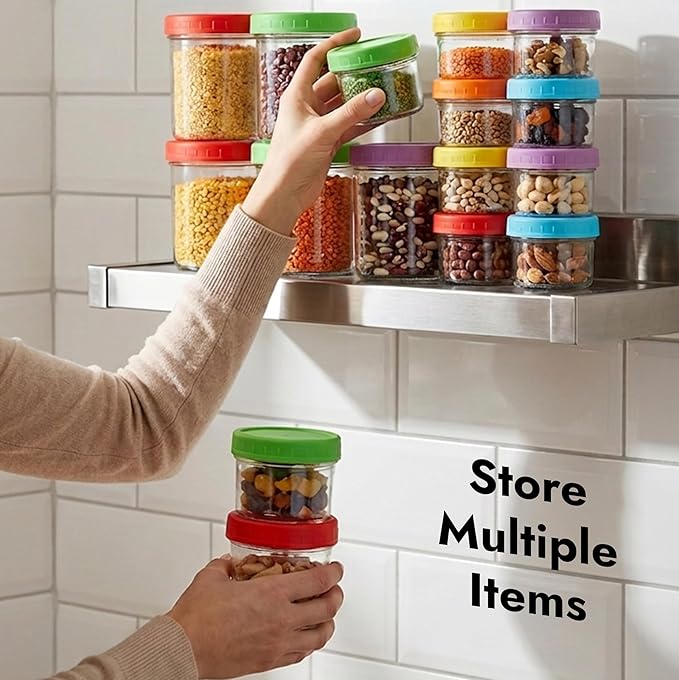 ARSUK 4 OZ Small Glass Containers with Lids (12 Pack) - Mini Glass Jars for Salad Dressing, To-Go Travel, Sauces, Spices, and Meal Prep - Reusable, Airtight, Leakproof, Microwavable and Freezer Safe